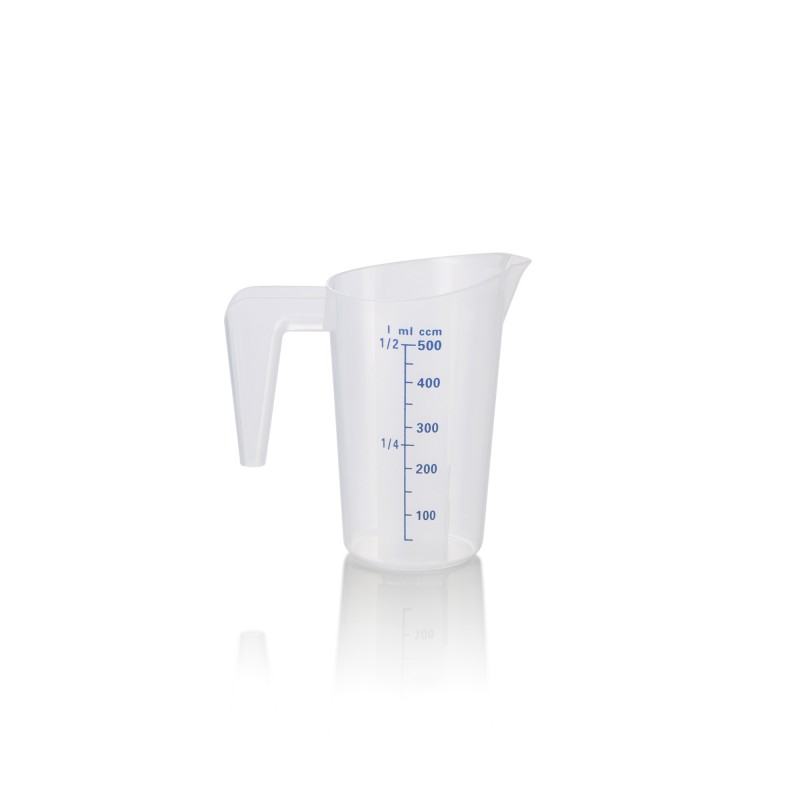 Gobelet gradué, Ø 10 cm, 0,5 l, avec échelle de 50 ml, en polypropylène - Was Germany