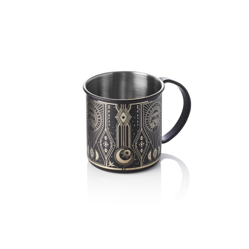 Moscow Mule Tattoo NOCTURN, 0,45 l, Ø 9 cm, hauteur 9 cm, noir, or, acier chrome nickel 18/8 - Was Germany