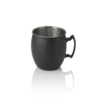 Moscow Mule NOCTURN, 0,5 l, Ø 9 cm, hauteur 10 cm, noir mat, martelé, acier inoxydable chromé nickel 18/8 - Was Germany