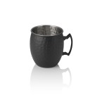 Moscow Mule NOCTURN, 0,5 l, Ø 9 cm, hauteur 10 cm, noir mat, martelé, acier inoxydable chromé nickel 18/8 - Was Germany