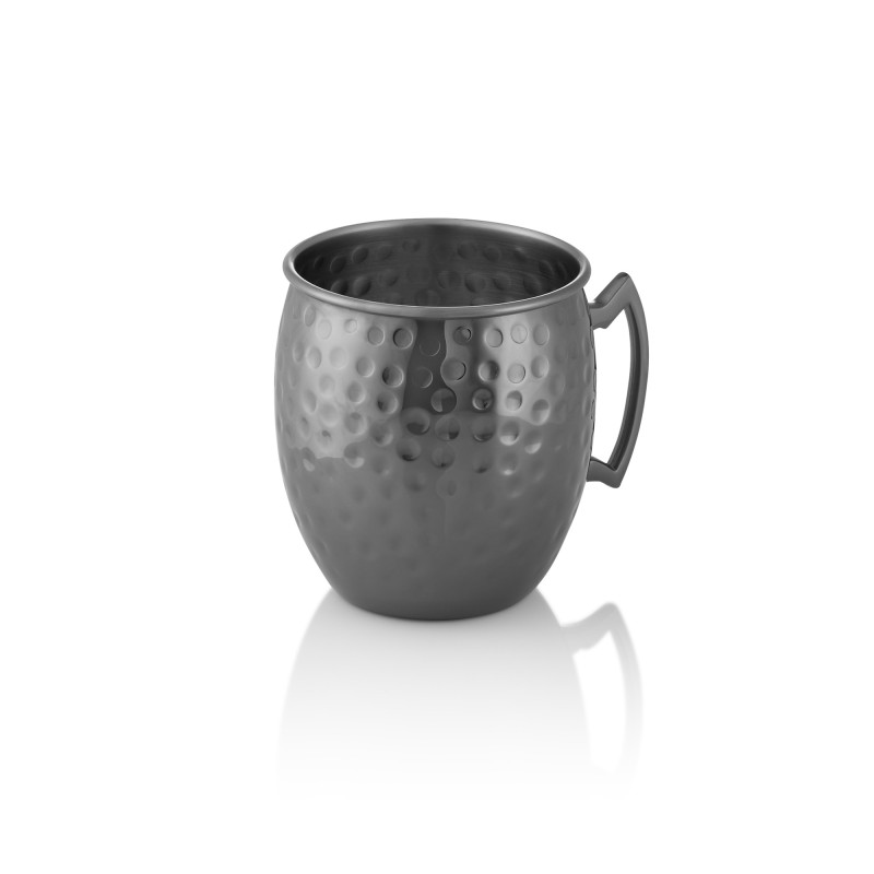 Moscow Mule NOCTURN, 0,5 l, Ø 9 cm, hauteur 10 cm, métal gun, martelé, acier inoxydable chromé nickel 18/8 - Was Germany