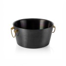 Seau à champagne avec poignées en laiton, Ø 34 cm, hauteur 17 cm, noir, double paroi, surface martelée - Was Germany