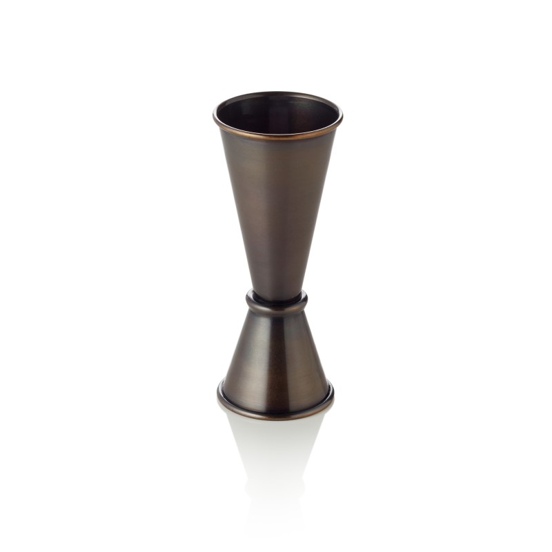 Mètre-barre, Ø 4,5 cm, hauteur 11,5 cm, 2,5/5 cl, antique, acier chrome nickel, revêtu de PVD - Was Germany