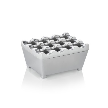 Cendrier à vent, 9,5 x 7,5 x 4,5 cm, zinc coulé, chromé - Was Germany