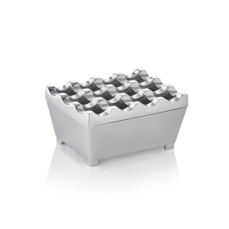 Cendrier à vent, 9,5 x 7,5 x 4,5 cm, zinc coulé, chromé - Was Germany