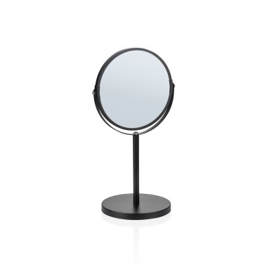 Miroir de courtoisie, Ø 17 cm, hauteur 34,5 cm, noir, en acier inoxydable avec finition époxy - Was Germany
