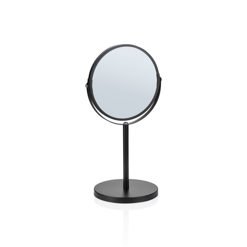 Miroir de courtoisie, Ø 17 cm, hauteur 34,5 cm, noir, en acier inoxydable avec finition époxy - Was Germany