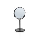 Miroir de courtoisie, Ø 17 cm, hauteur 34,5 cm, noir, en acier inoxydable avec finition époxy - Was Germany