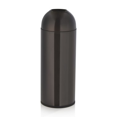 Poubelle, Ø 32 cm, hauteur 83 cm, noire, en acier chromé nickelé, plastique - Was Germany