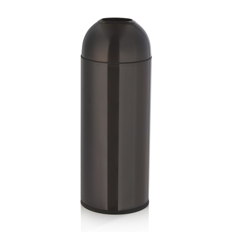 Poubelle, Ø 32 cm, hauteur 83 cm, noire, en acier chromé nickelé, plastique - Was Germany