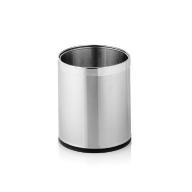 Corbeille à papier, Ø 22 cm, hauteur 26 cm, argent, acier inoxydable chromé - Was Germany