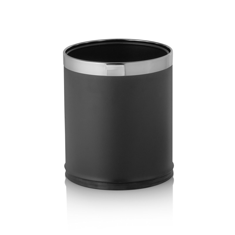 Corbeille à papier, Ø 22 cm, hauteur 26 cm, noir, acier inox chrome - Was Germany