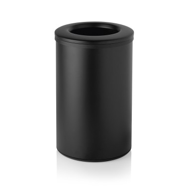 Poubelle, Ø 35,5 cm, hauteur 55 cm, 40 l, noire, acier inoxydable, polypropylène - Was Germany