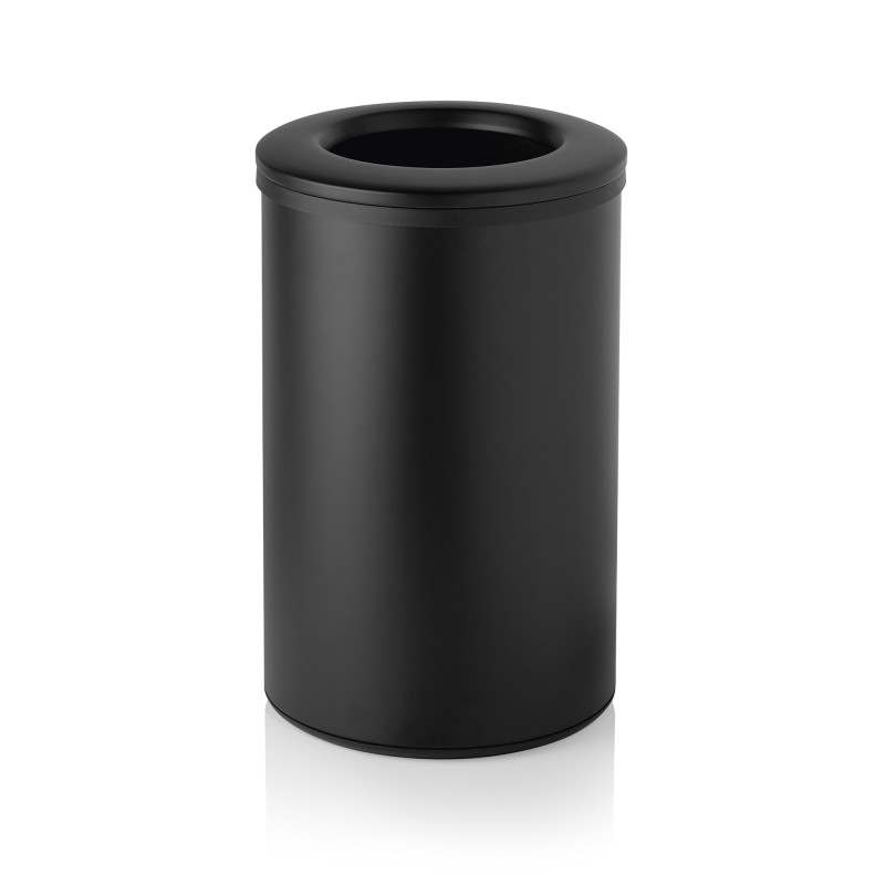 Poubelle, Ø 35,5 cm, hauteur 55 cm, 40 l, noire, acier inoxydable, polypropylène - Was Germany