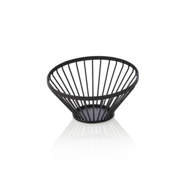 Panier à buffet, Ø 15 cm, hauteur 7,5 cm, noir, en métal, revêtement en poudre - Was Germany