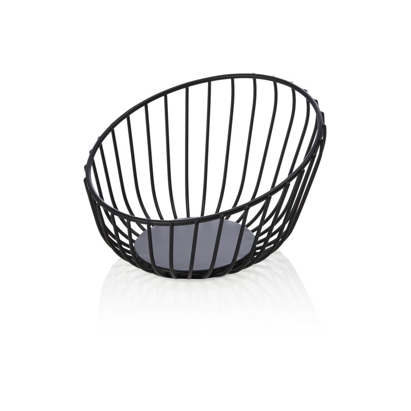 Panier à buffet, Ø 16 cm, hauteur 9,5 cm, noir, peinture en poudre, métal - Was Germany