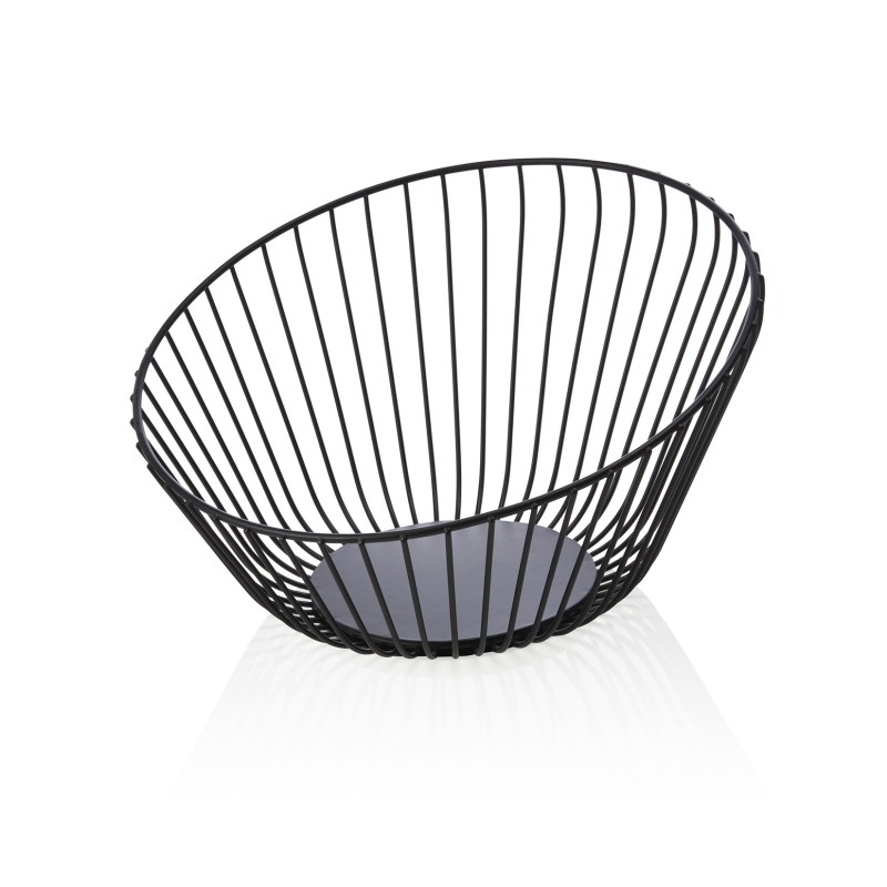 Panier à buffet, Ø 25 cm, hauteur 14 cm, noir, laqué en poudre, métal - Was Germany