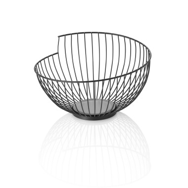 Panier, Ø 28 cm, hauteur 16,5 cm, noir, peint en poudre, métal - Was Germany