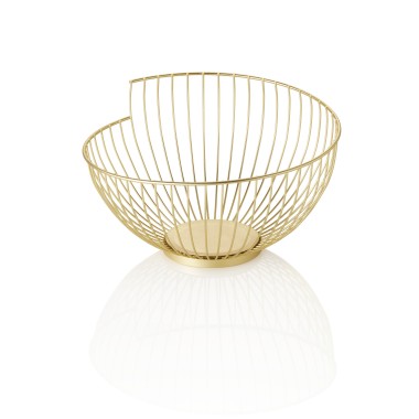 Panier, Ø 28 cm, hauteur 16,5 cm, doré, recouvert de poudre, métal - Was Germany