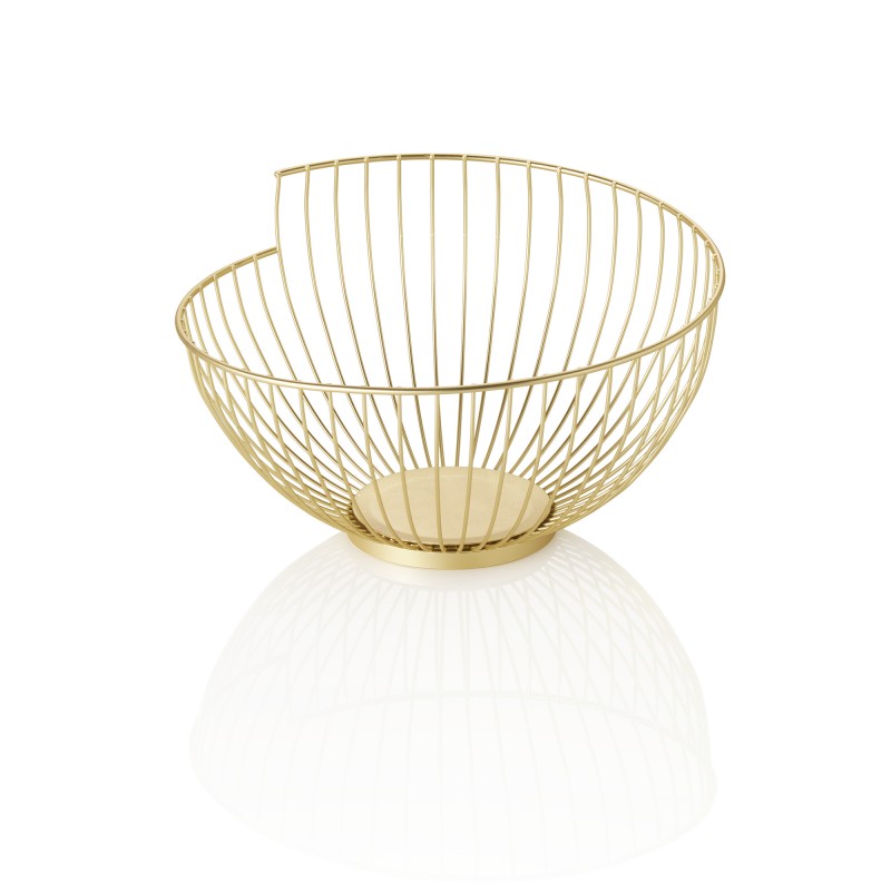 Panier, Ø 28 cm, hauteur 16,5 cm, doré, recouvert de poudre, métal - Was Germany