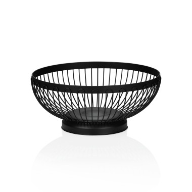 Corbeille de table, Ø 21 cm, hauteur 9 cm, métal noir en poudre - Was Germany