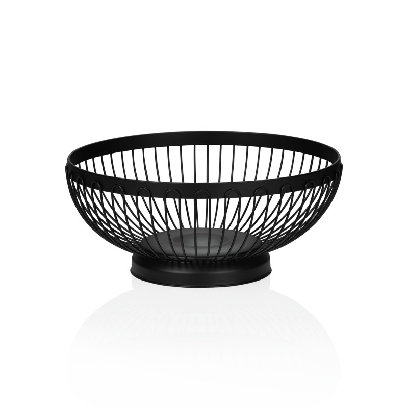 Corbeille de table, Ø 21 cm, hauteur 9 cm, métal noir en poudre - Was Germany