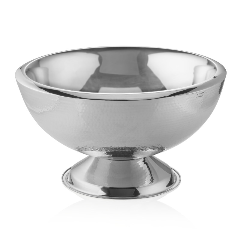 Seau à champagne, Ø 43 cm, hauteur 24 cm, 15 ltr, surface martelée, poli, en acier chrome nickel - Was Germany
