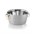Seau à champagne avec poignées en laiton, Ø 34 cm, hauteur 17 cm, double paroi, surface martelée - Was Germany