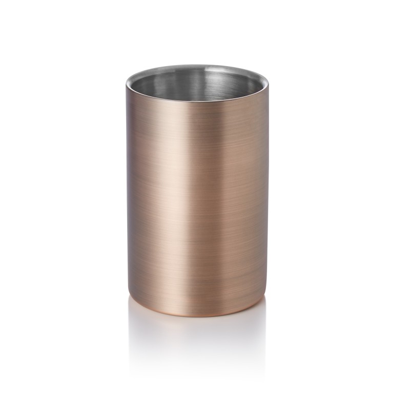 Rafraîchisseur de bouteille, Ø 12 cm, hauteur 19 cm, bronze, double paroi, acier chrome nickel, revêtement PVD - Was Germany