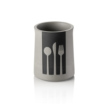 Range-couverts Nero, Ø 11 cm, hauteur 14,5 cm, noir, béton, éthylène-vinyle acétate - Was Germany