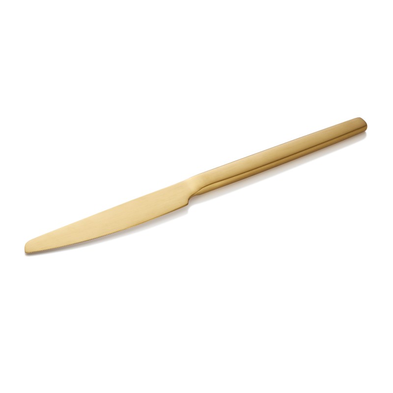 Couteau de table ALEX GOLD, avec revêtement PVD mat doré, 23 cm, Lot 12 , acier chromé 13/0 - Was Germany