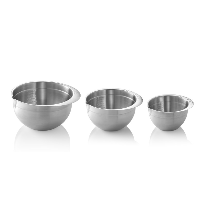 Lot bols à mélanger, 3 pcs, 0,95/2,0/3,5 l, acier inoxydable 18/8 - Was Germany