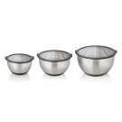 Lot bols, 3 , Ø 11/13/15 cm, 3 couvercles, fond antidérapant, acier chrome nickel, silicone - Was Germany