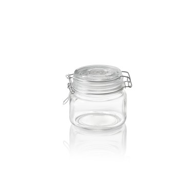 Bocal de stockage, 0,5 l, Ø 9 cm, hauteur 10 cm, verre, acier inoxydable, silicone - Was Germany
