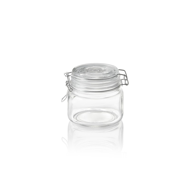 Bocal de stockage, 0,5 l, Ø 9 cm, hauteur 10 cm, verre, acier inoxydable, silicone - Was Germany