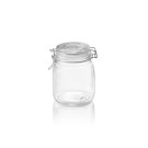 Bocal de stockage, 1 l, Ø 9 cm, hauteur 15 cm, en verre, acier inoxydable, silicone - Was Germany