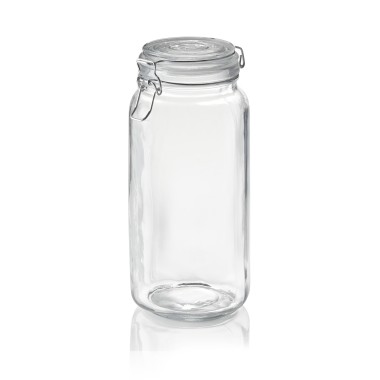 Bocal de stockage, 2 l, Ø 9 cm, hauteur 26 cm, verre, acier inoxydable, silicone - Was Germany
