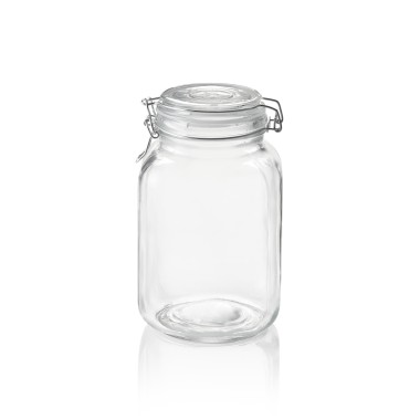 Bocal à provisions XL, 2 l, Ø 9 cm, hauteur 21 cm, verre, acier inoxydable, silicone - Was Germany