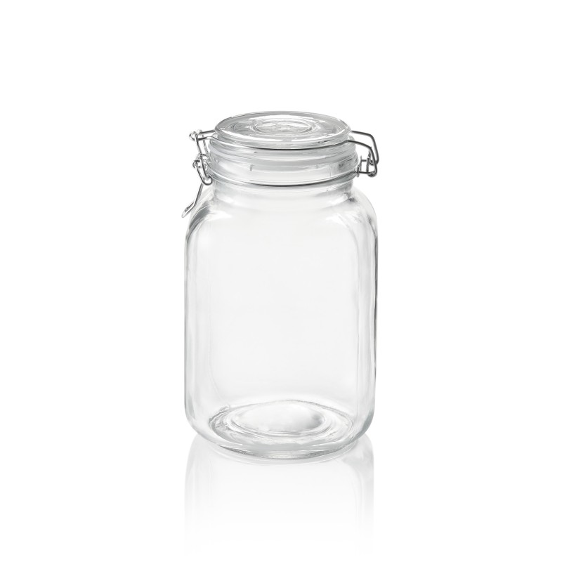 Bocal à provisions XL, 2 l, Ø 9 cm, hauteur 21 cm, verre, acier inoxydable, silicone - Was Germany