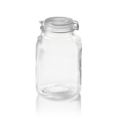 Bocal à provisions XL, 3 l, Ø 9 cm, hauteur 24 cm, en verre, inox, silicone - Was Germany