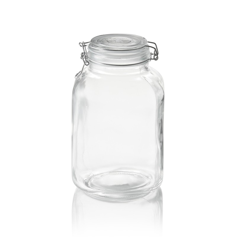 Bocal à provisions XL, 3 l, Ø 9 cm, hauteur 24 cm, en verre, inox, silicone - Was Germany