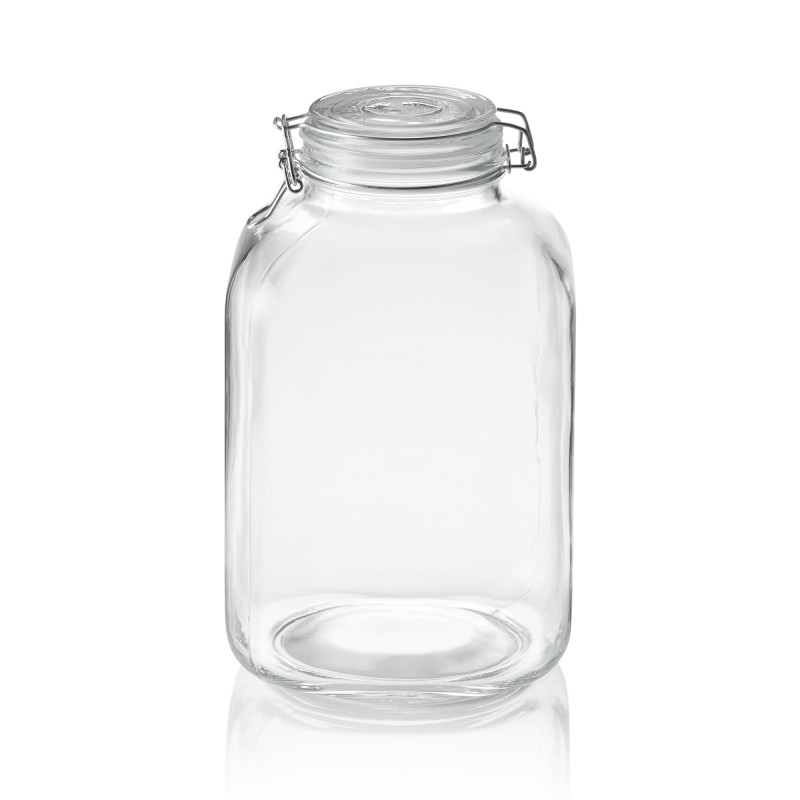 Bocal à provisions XL, 5 l, Ø 9 cm, hauteur 28,5 cm, verre, acier inoxydable, silicone - Was Germany