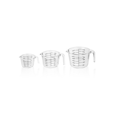 Lot gobelets gradués, 3 , Ø 10/13/15,5 cm, 0,25/0,5/1,0 l, verre borosilicate - Was Germany