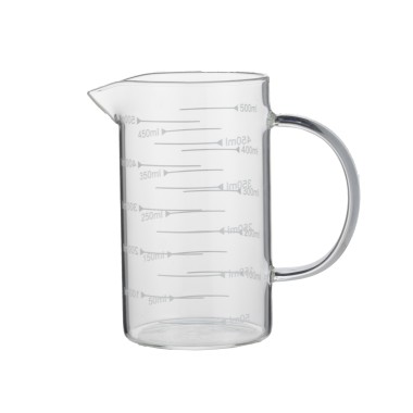 Gobelet gradué, Ø 8 cm, 0,5 l, avec échelle de 50 ml, en verre borosilicate - Was Germany