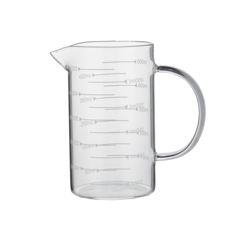 Gobelet gradué, Ø 8 cm, 0,5 l, avec échelle de 50 ml, en verre borosilicate - Was Germany