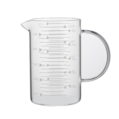 Gobelet gradué, Ø 10 cm, 1,0 l, avec échelle de 50 ml, en verre borosilicate - Was Germany