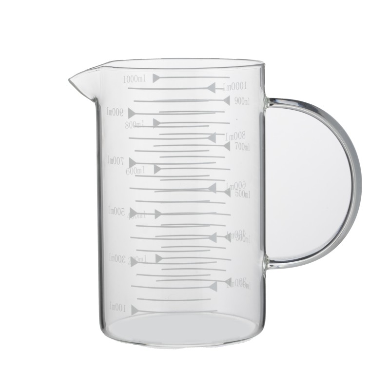 Gobelet gradué, Ø 10 cm, 1,0 l, avec échelle de 50 ml, en verre borosilicate - Was Germany