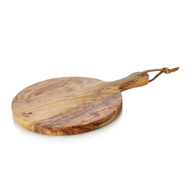 Planche de service avec poignée PURE OLIVE, Ø 25 cm, bois d'olivier - Was Germany