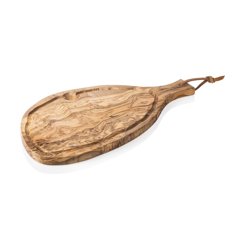 Planche de service avec poignée PURE OLIVE, 50 x 23 cm, en bois d’olivier - Was Germany