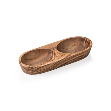 Coupe Double PURE OLIVE, 25 x 11 x 3,5 cm, bois d'olivier - Was Germany